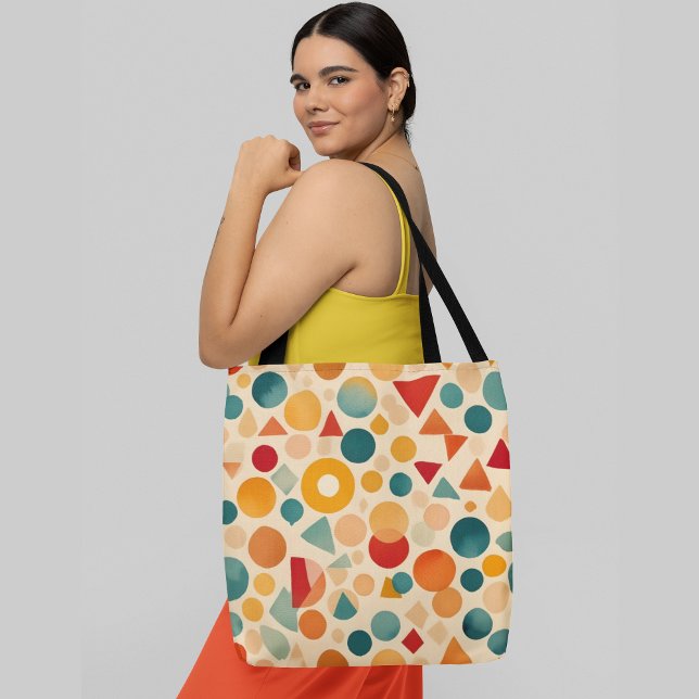 A colourful abstract pattern with geometric shapes tote bag (Creator Uploaded)