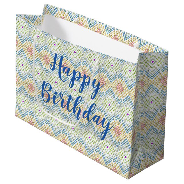 A Colourful And Modern Print Large Gift Bag (Front Angled)
