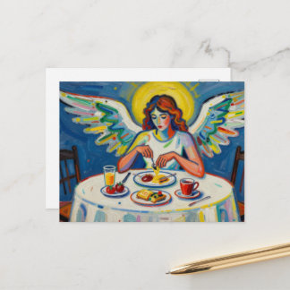 A Colourful Angel at the Breakfast Table Postcard