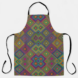 A colourful apron with a geometric pattern