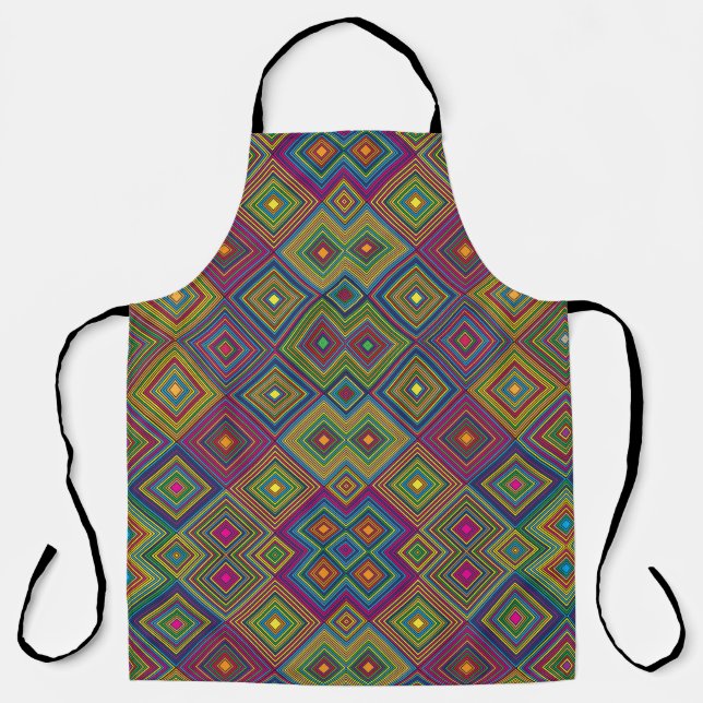 A colourful apron with a geometric pattern  (Front)