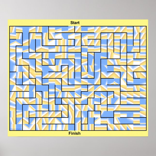 A colourful blue and yellow maze. poster (Front)