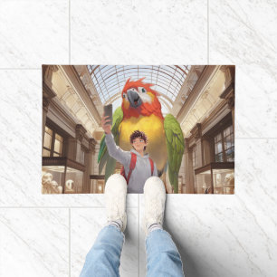 A Colourful Encounter – Giant Parrot at the Museum Doormat