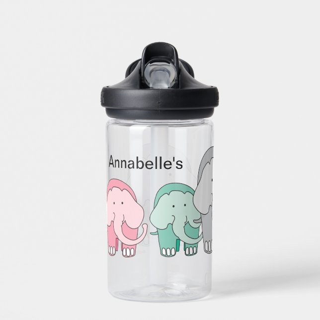 A Colourful Family of Elephants Water Bottle (Front)