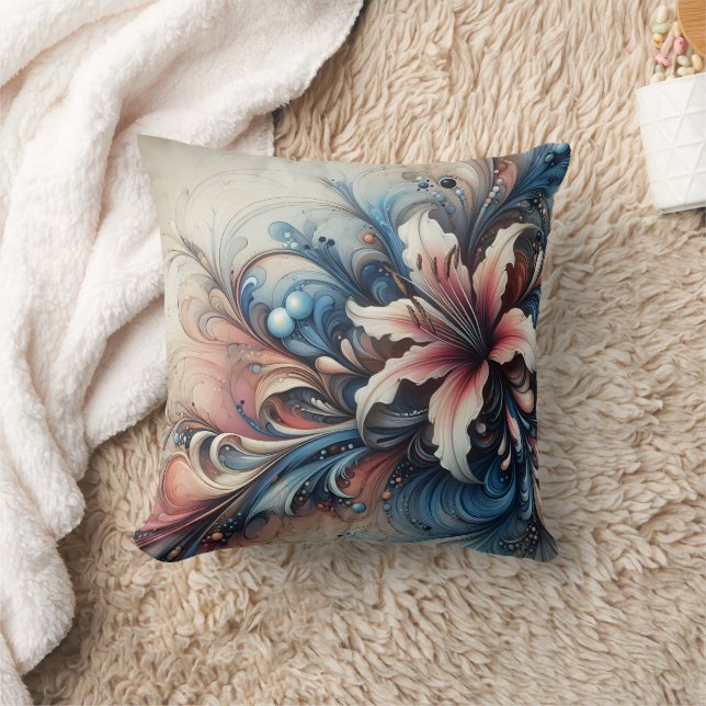 A Colourful Floral Design With Swirling Patterns Cushion (Blanket)