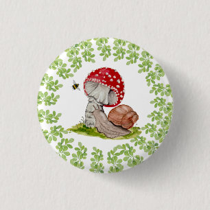 A colourful forest fly and a snail 3 cm round badge