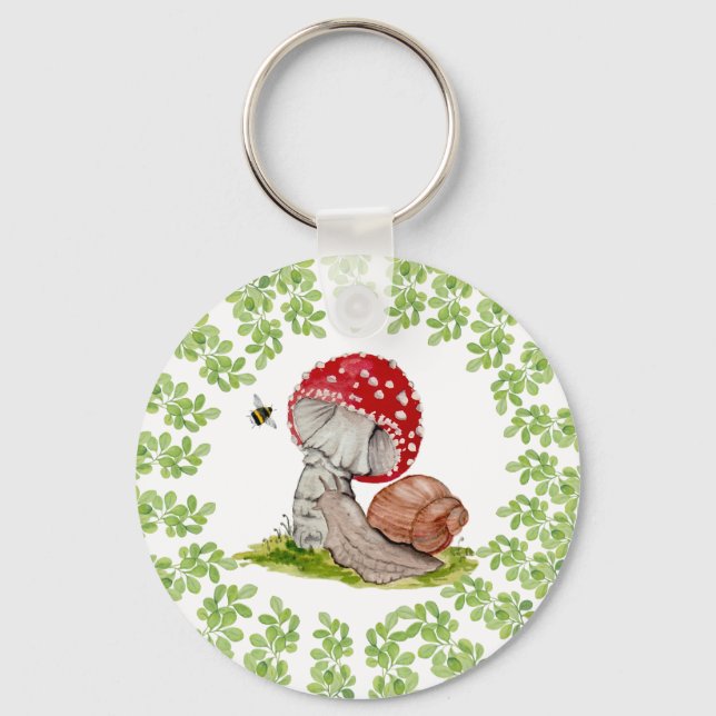 A colourful forest fly and a snail key ring (Front)
