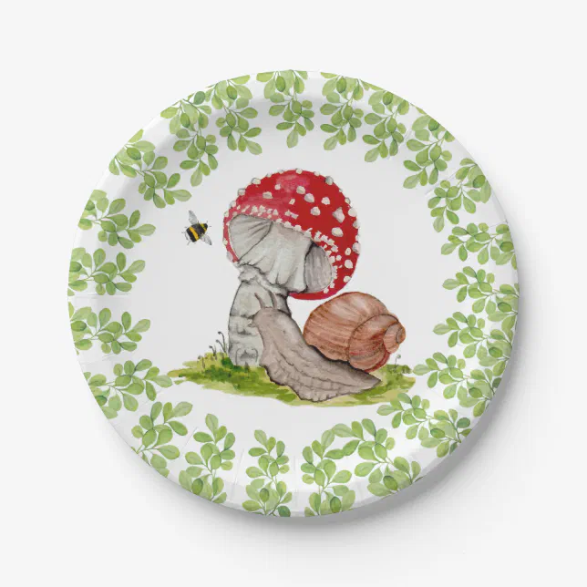 Layout Oaper A colourful forest fly and a snail paper plate | Zazzle