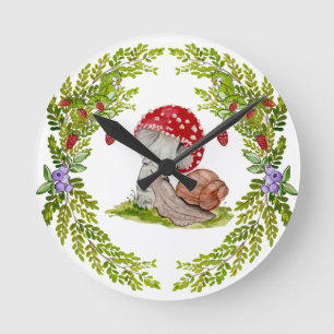 A colourful forest fly and a snail round clock