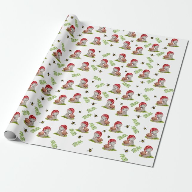 A colourful forest fly and a snail wrapping paper (Unrolled)