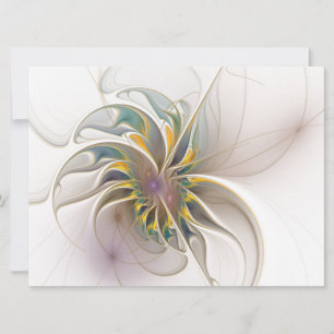 A colourful fractal ornament. Abstract Flower art Card