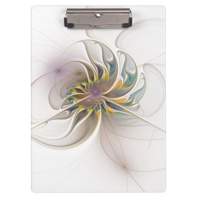 A colourful fractal ornament. Abstract Flower art Clipboard (Front)