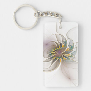 A colourful fractal ornament. Abstract Flower art  Key Ring
