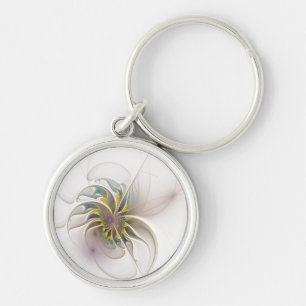 A colourful fractal ornament. Abstract Flower art Key Ring
