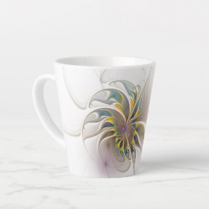 A colourful fractal ornament. Abstract Flower art Latte Mug