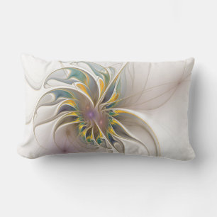 A colourful fractal ornament. Abstract Flower art Lumbar Cushion