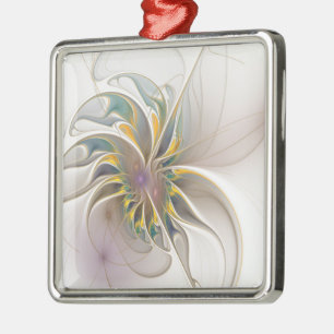 A colourful fractal ornament. Abstract Flower art Metal Ornament