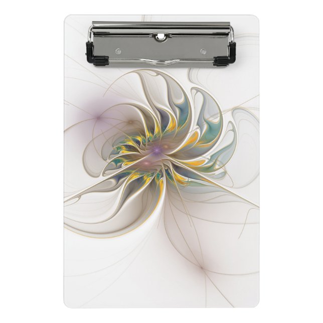 A colourful fractal ornament. Abstract Flower art Mini Clipboard (Front)
