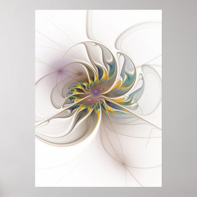 A colourful fractal ornament. Abstract Flower art Poster (Front)