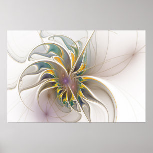 A colourful fractal ornament. Abstract Flower art  Poster