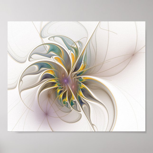 A colourful fractal ornament. Abstract Flower art Poster (Front)