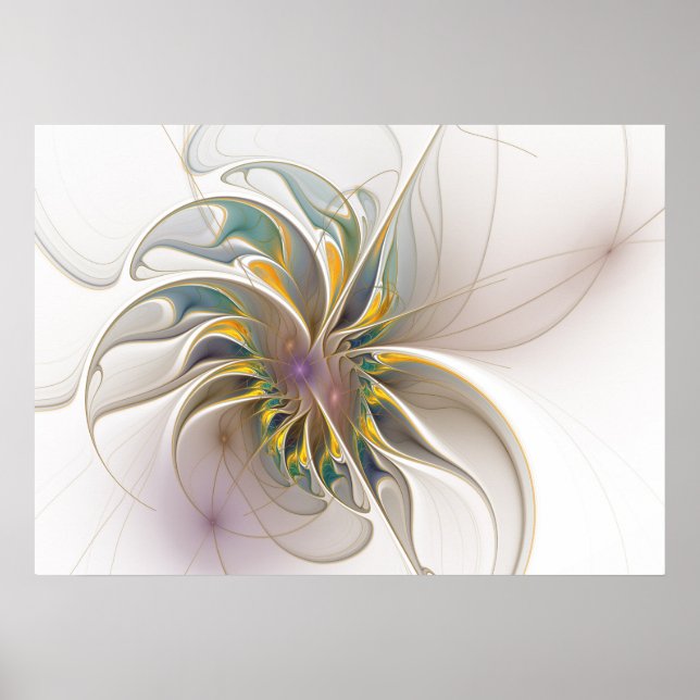 A colourful fractal ornament. Abstract Flower art Poster (Front)