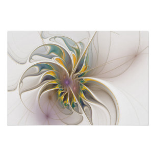 A colourful fractal ornament. Abstract Flower art  Poster