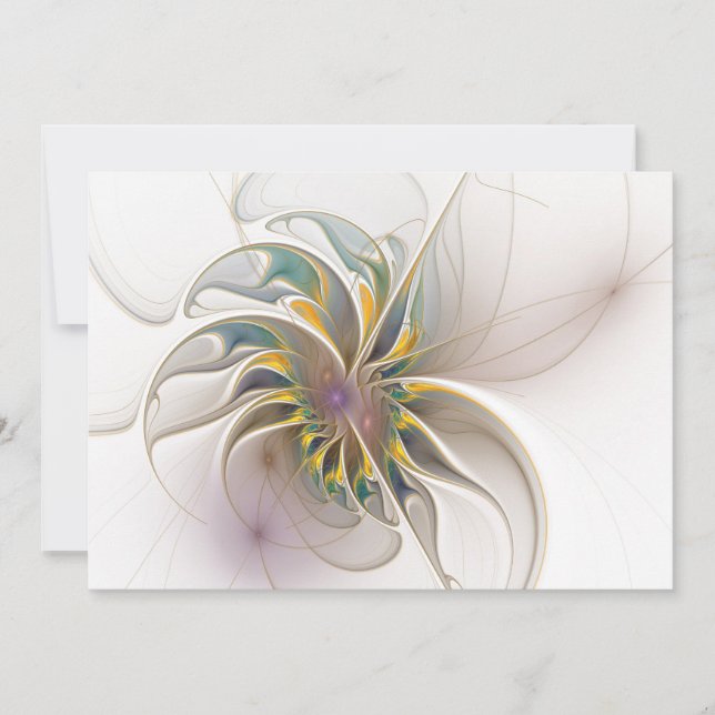 A colourful fractal ornament. Abstract Flower art Save The Date (Front)