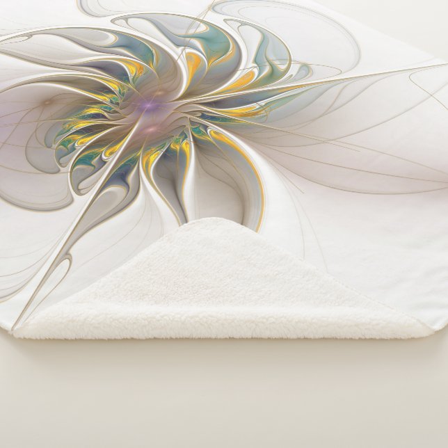 A colourful fractal ornament. Abstract Flower art Sherpa Blanket (3/4)