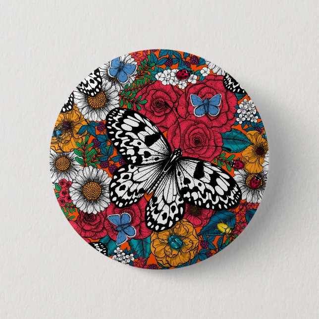 A colourful garden 6 cm round badge (Front)