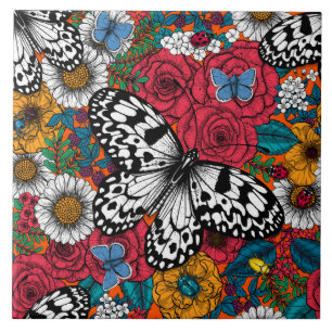 A colourful garden ceramic tile