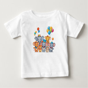 A Colourful Lineup of Cute Animals Baby T-Shirt