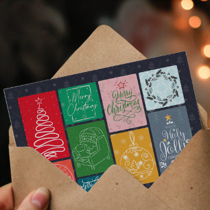A Colourful Merry Christmas Postcard