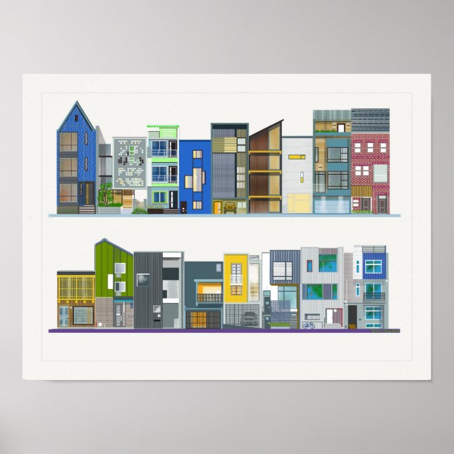A Colourful Modern Contemporary Design Row Houses Poster (Front)