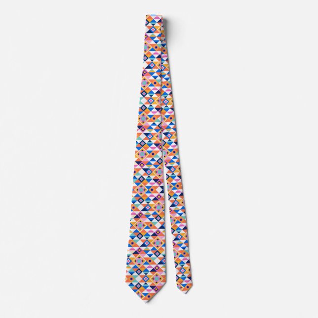 A colourful necktie with a vibrant geometric  (Front)