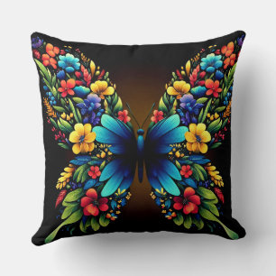 A Colourful of a Butterfly with Floral Wings Cushion