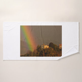 a colourful rainbow arch  on Bath Towel