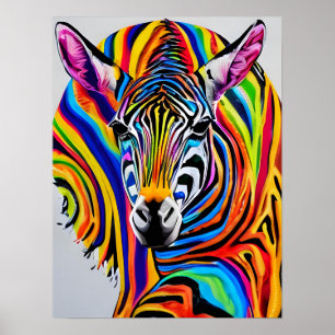 A colourful rainbow zebra poster