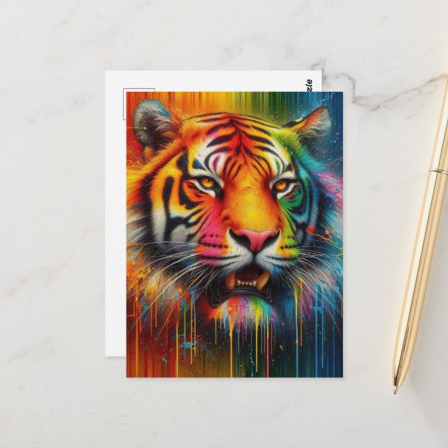 A Colourful Tiger Postcard (Front/Back In Situ)
