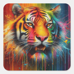 A Colourful Tiger Square Sticker