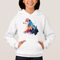 A Colourful Wolf Head Amidst the Forest