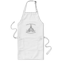 A  comfortable apron featuring a hand drawn illust