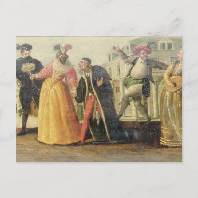 A Commedia Dell'Arte Troupe Before a Renaissance T Postcard (Front)