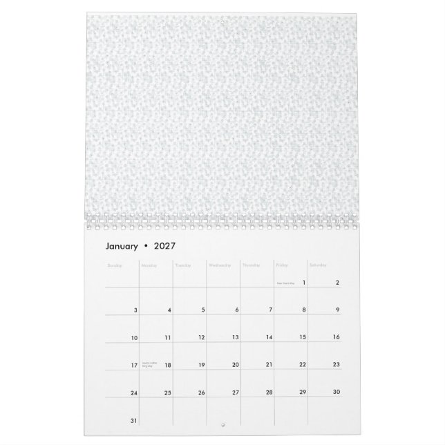 A completely white, featureless surface fills the  calendar (Jan 2027)