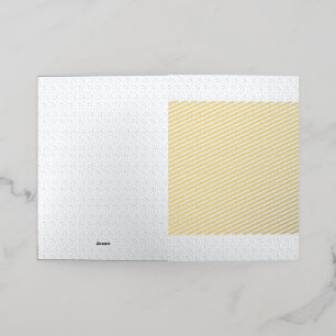 A completely white, featureless surface fills the  foil greeting card