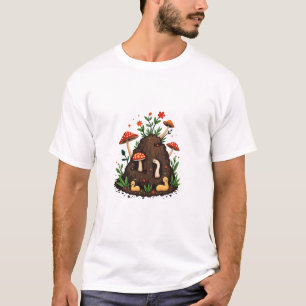 A Compost Pile Surrounded by Mushrooms, Worms, and T-Shirt