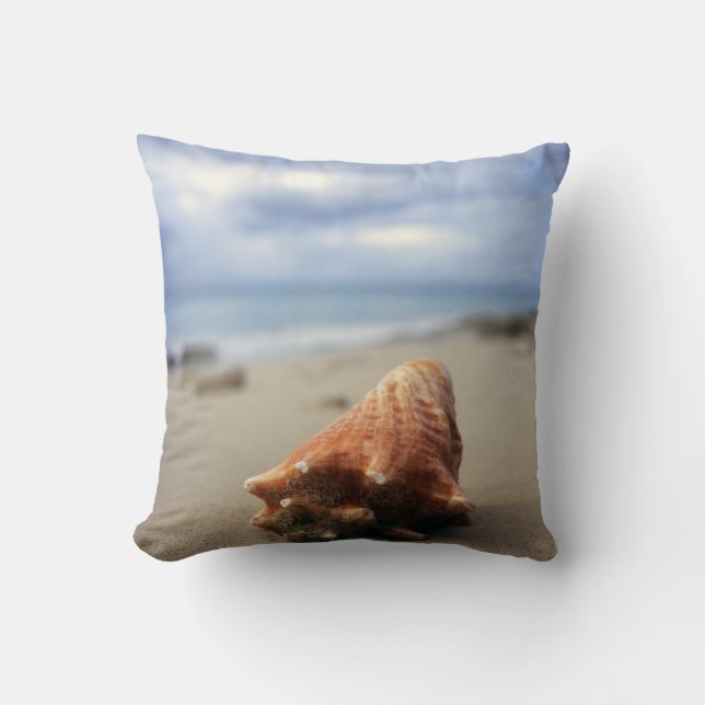 A Conch Shell On The Beach | St. Croix, Usvi Cushion (Front)