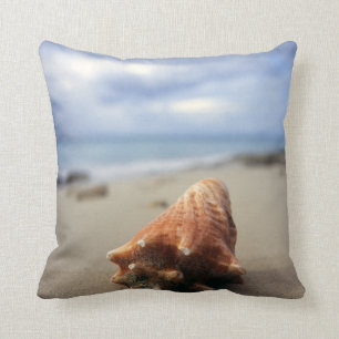 A Conch Shell On The Beach St. Croix, Usvi Cushion