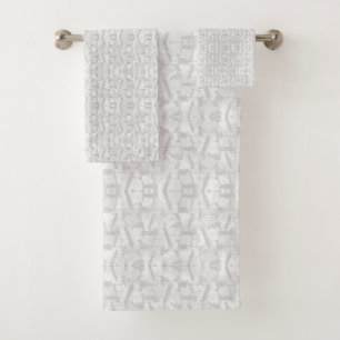 A contemporary wallpaper design showcasing an arra bath towel set