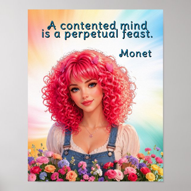 A contented mind is perpetual feast Monet Quote Poster (Front)